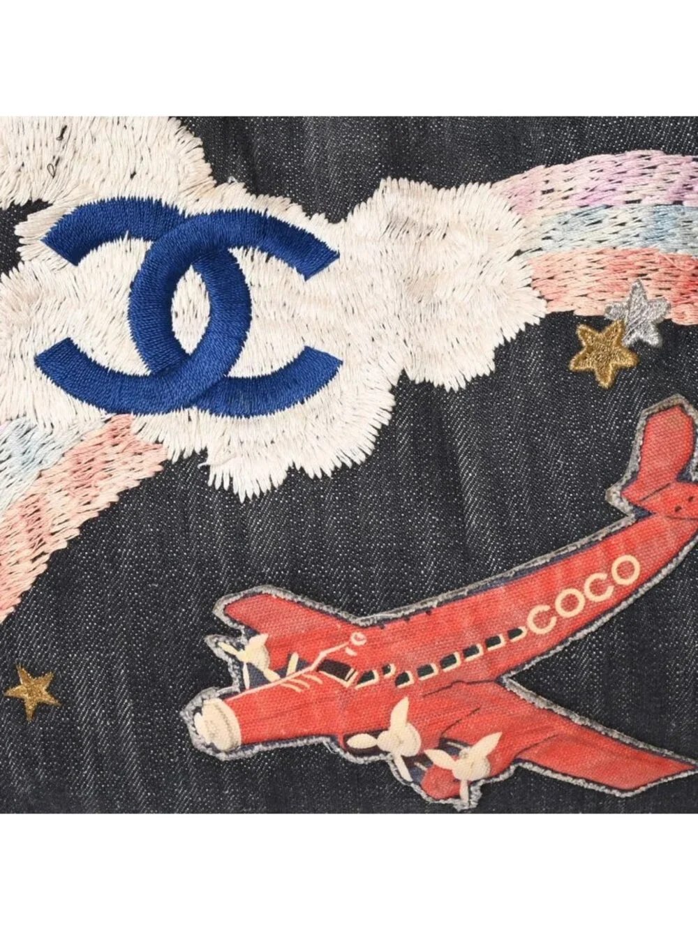 Chanel Chain Tote Bag Night Flight Embroidery CC Logo Denim